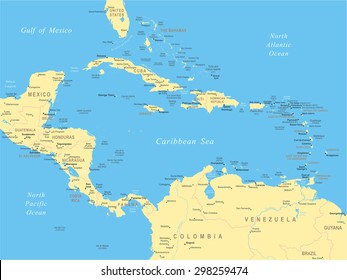 Central America map - highly detailed vector illustration