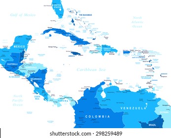 Central America Map - Highly Detailed Vector Illustration