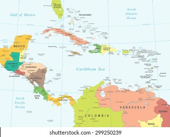 Central America map - highly detailed vector illustration