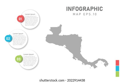 central america map infographic. Global business marketing concept. World transportation infographics data.