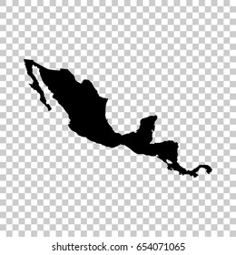 Central America map isolated on transparent background. Black map for your design. Vector illustration, easy to edit.