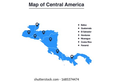 
Central America map with location icons