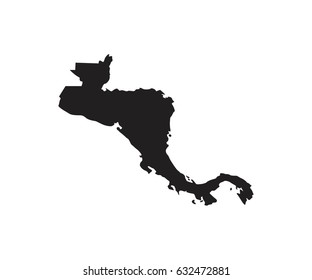Central America Map Silhouette Vector