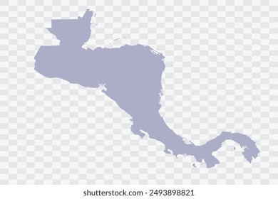 Central America Map silver Color on White Background quality files Png
