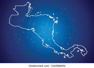 central america map Technology  with network connection background