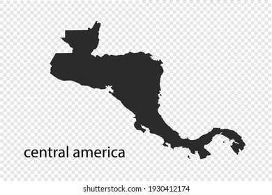 central america map vector, black color. isolated on transparent background