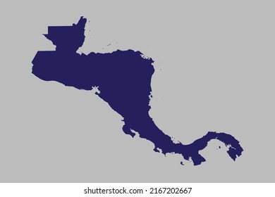 Central America map vector, blue color, Isolated on gray background