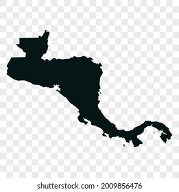 central america map vector. dark color. isolated on transparent background.