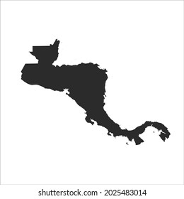central america map vector, dark color.isolated on transparent background. 