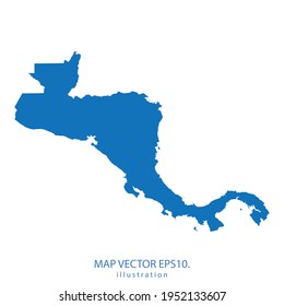 Central America map vector EPS.10 blue color. on white background .