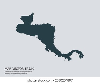 central america map vector, isolated on gray background 