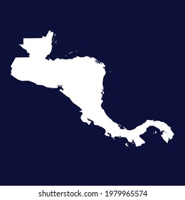 central america map vector. white color on blue background.