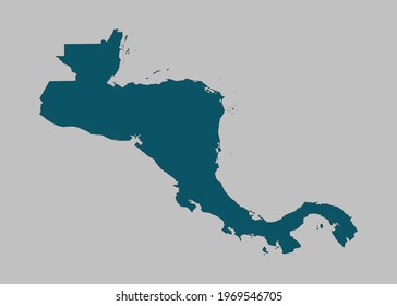 Central America map vector,isolated ocean blue color on gray background