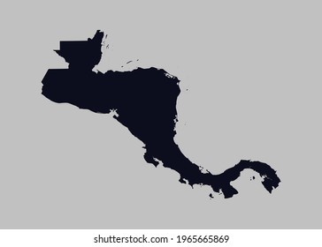 Central America map vector,Not isolated blue color on gray background