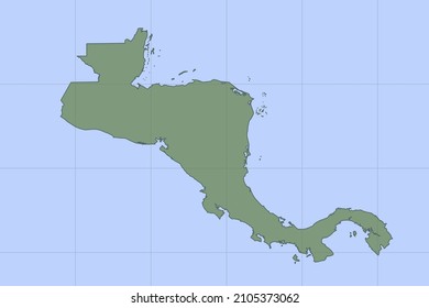 Central America Map - World map International vector template with green color on blue background and grid design for design, education, website, infographic, banner - Vector illustration eps 10