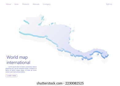 Central America Map - World map International vector template with isometric style including shadow, purple and blue color isolated on white background for design, website - Vector illustration eps 10