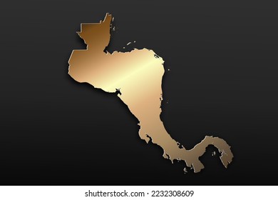 Central America Map - World map International vector template with 3D, gold luxury style including shadow on black background for design, education, website, infographic - Vector illustration eps 10