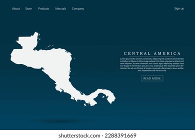 Central America Map - World map international vector template with 3d white color on dark blue and green gradient color background for website template design, infographic - Vector illustration eps 10