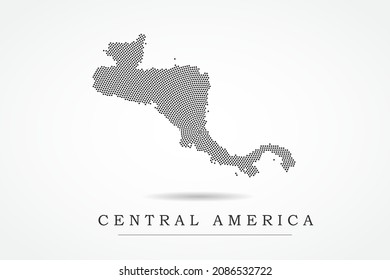 Central America Map - World map vector template with Black dots, grid, grunge, halftone style isolated on white background for education, infographic, design, website - Vector illustration eps 10
