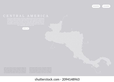 Central America Map - World map vector template with White dots, grid, grunge, halftone style isolated on grey background for education, infographic, design, website - Vector illustration eps 10