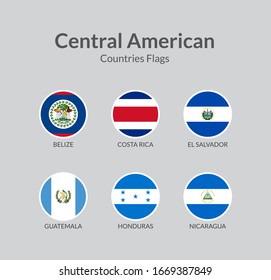 Central American countries flag icons collection