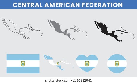 Vector de la Federación Centroamericana con islas y bandera nacional