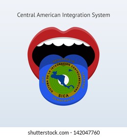 Central American Integration System speak. Abstract human mouth. Vector illustration.