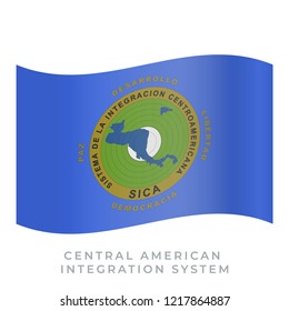 Central American Integration System waving flag vector icon. Fluttered in the wind. Vector illustration isolated on white.