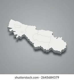 Central Aran 3d isometric map is a economic region of Azerbaijan, vector illustration