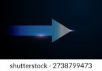 The central arrow shines brightly as smaller arrows point upward, illustrating a finance chart trend of continuous increase. vector illustration