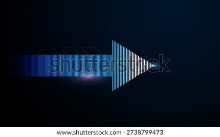 The central arrow shines brightly as smaller arrows point upward, illustrating a finance chart trend of continuous increase. vector illustration