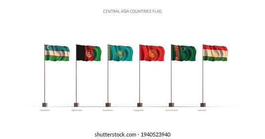 Central asia flag. Asian countries flag series 3d illustration vector.