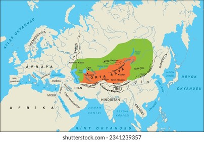 Central Asia map, Mancuria map