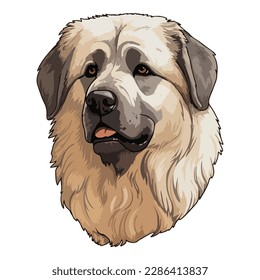 Icono plano de perro pastor de Asia Central aislado de fondo blanco