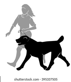 Central asian shepherd dog and girl