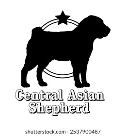 Silhueta de cão pastor da Ásia Central, cão, raças de cães, logotipo, vetor, silhueta, design de logotipo, animal, ilustração, ícone, sinal, design, preto, símbolo, pet