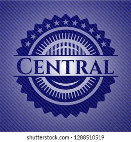Central badge with jean texture