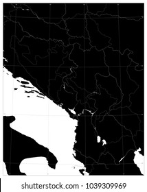 Central Balkan Region Map Black Color. No text. Vector illustration.