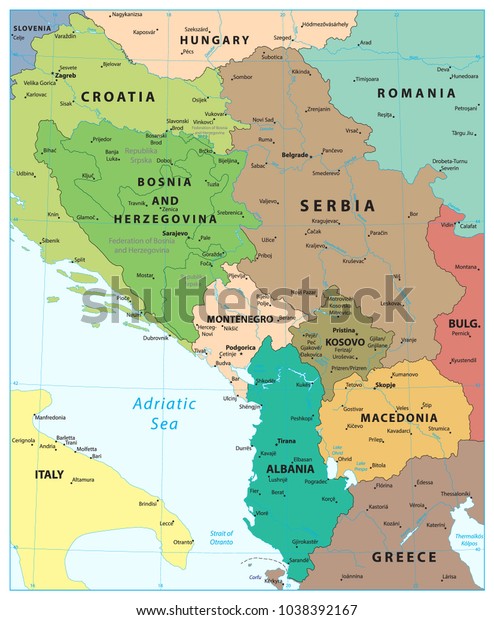 Central Balkan Region Map Vector Illustration Stock Vector (Royalty ...