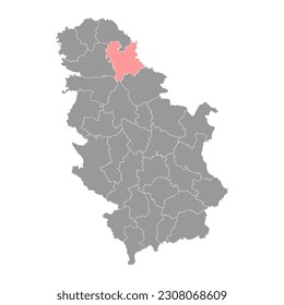 Mapa del distrito de Banat Central, distrito administrativo de Serbia. Ilustración vectorial.