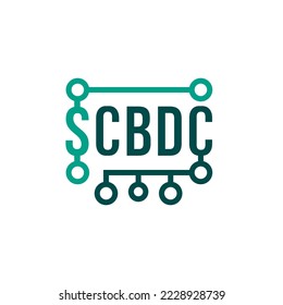 Central Bank Digital Currency. New form of money that exists only in digital form. Widely accessible digital coins. Linear sign, symbol, pictogram. Editable vector illustration. Graphic design