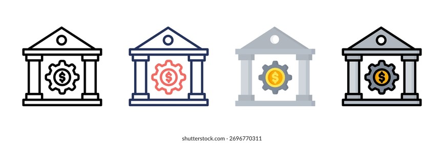 Zentralbank-Symbolsatz für mehrere Stilkollektionen