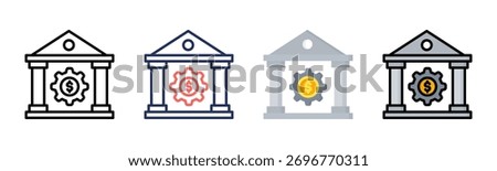 Central Bank icon set multiple style collection