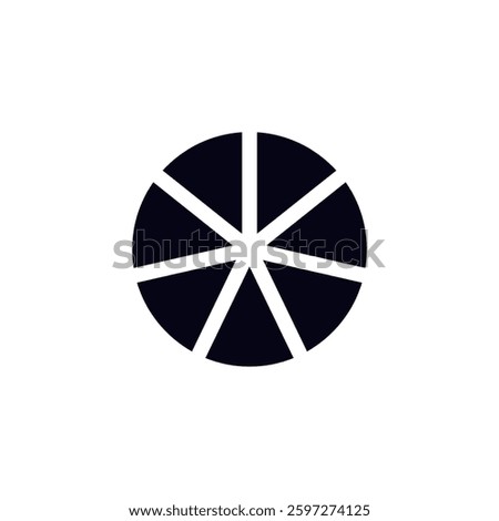 A central black circle with six evenly spaced triangles extending outward in a symmetrical design.