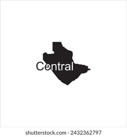 Central Botswana map and black lettering design on white background