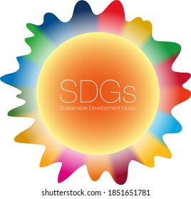 The central circle and the wave shape that surrounds it. Place the letters "SDGs" in the center. Image of the sun and corona. Imagination illustration of Sustainable Development Goals (Created with ve