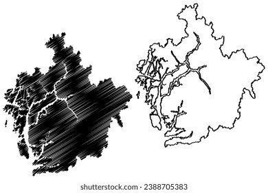Central Coast Regional District (Canada, British Columbia or BC Province, North America) map vector illustration, scribble sketch Ocean Falls map