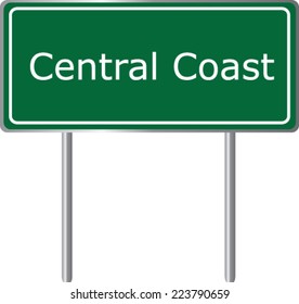 Central Coast Road Sign Green Vector Illustration, Road Table