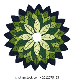 The central composition for the design of advertisements, invitations from multi-colored leaves. Summer sale frame. Geometric design in the shape of a circle. Place for your text. Vector illustration