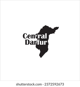 Central Darfur map and black letter design on white background